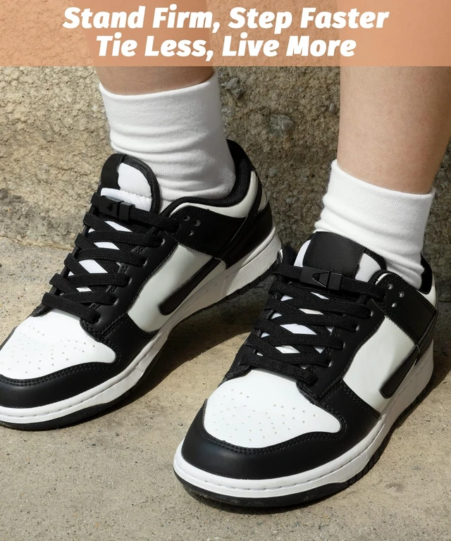 Alt view image 3 of 7 - Elastic Shoe Laces for Sneakers No Tie Shoelaces Black 120 | Easy slip-on fit, one size fits all, strong 5/16" wide stretch laces, secure metal buckle hold, 24 colors, for kids & adults