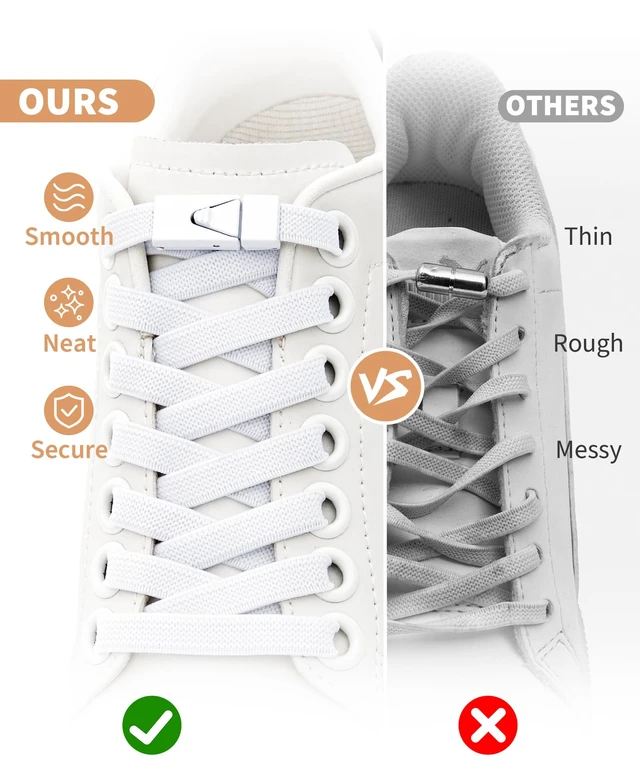 Alt view image 5 of 7 - Elastic Shoe Laces for Sneakers No Tie Shoelaces Black 120 | Easy slip-on fit, one size fits all, strong 5/16" wide stretch laces, secure metal buckle hold, 24 colors, for kids & adults