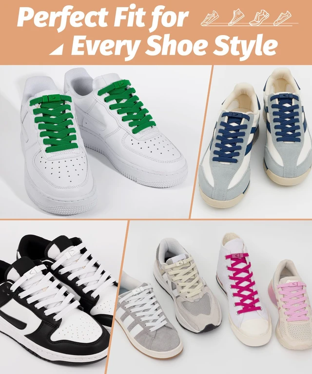 Alt view image 7 of 7 - Elastic Shoe Laces for Sneakers No Tie Shoelaces Black 120 | Easy slip-on fit, one size fits all, strong 5/16" wide stretch laces, secure metal buckle hold, 24 colors, for kids & adults