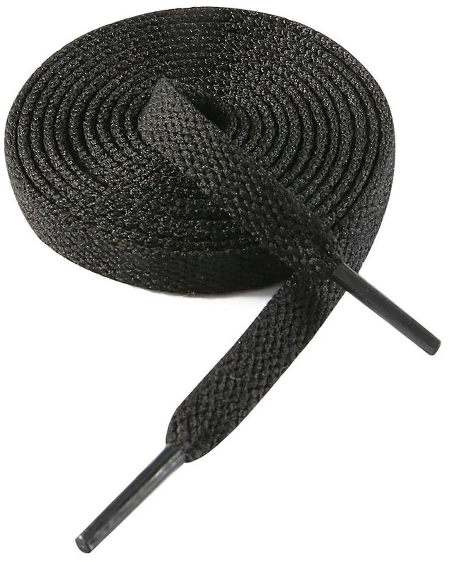 Main image of 59" Flat Black Shoe Laces for Sneakers, Black Shoelaces for Sneakers | 1 Pair 8mm 150 cm Men Women Replacement Shoe Strings, Cordones para Tenis, Tennis Running Gym Athletic Black Shoe Strings