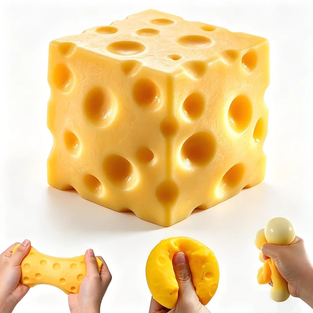 Main image of Cheese Squishy Stress Relief Toy,Soft Slow Rising Sensory Food Fidget Toy,Cute Squeeze Stress Balls for Adults,Anxiety Relief Calming Fidget for Office Home Travel