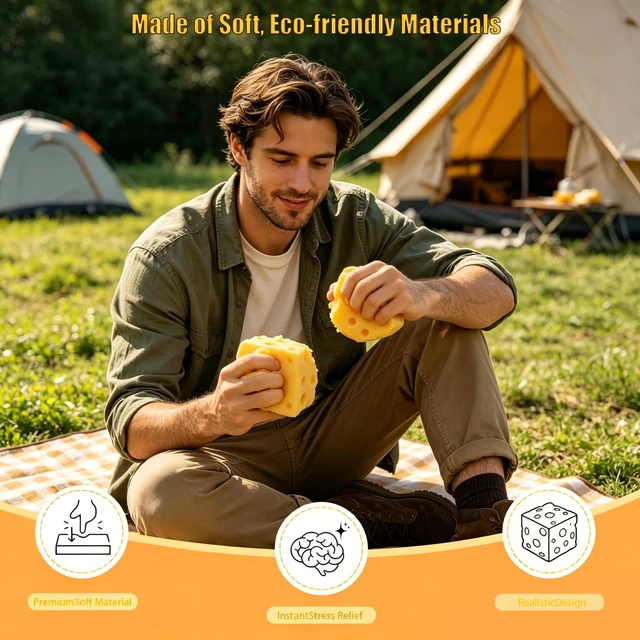 Alt view image 6 of 6 - Cheese Squishy Stress Relief Toy,Soft Slow Rising Sensory Food Fidget Toy,Cute Squeeze Stress Balls for Adults,Anxiety Relief Calming Fidget for Office Home Travel
