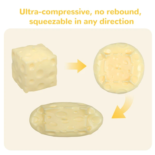 Alt view image 6 of 7 - 2Pcs Cheese Squishy Skin Stress Ball Making Kit - Easy Handmade Sensory Squishy Toys | Includes 2 Cheese-Shaped TPR Skins and 3.5 oz Filler; ASMR Craft Anxiety Relief Slow-Rising Cheese Squishies