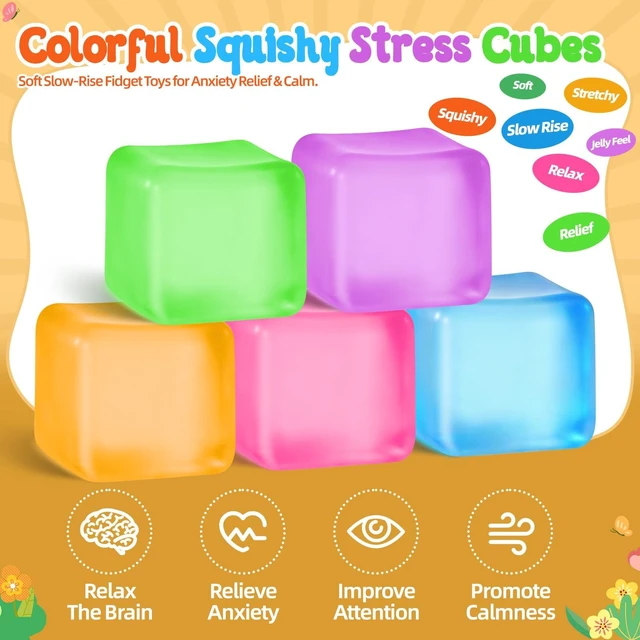 Alt view image 3 of 7 - Stress Cube for Adults, Squishy Slow Rising Squishy Fidget Toys, Squeeze Toys for Classroom Prizes Party Favors Birthday Gifts(Pink)
