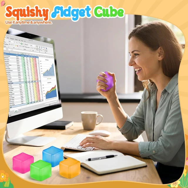 Alt view image 4 of 7 - Stress Cube for Adults, Squishy Slow Rising Squishy Fidget Toys, Squeeze Toys for Classroom Prizes Party Favors Birthday Gifts(Pink)