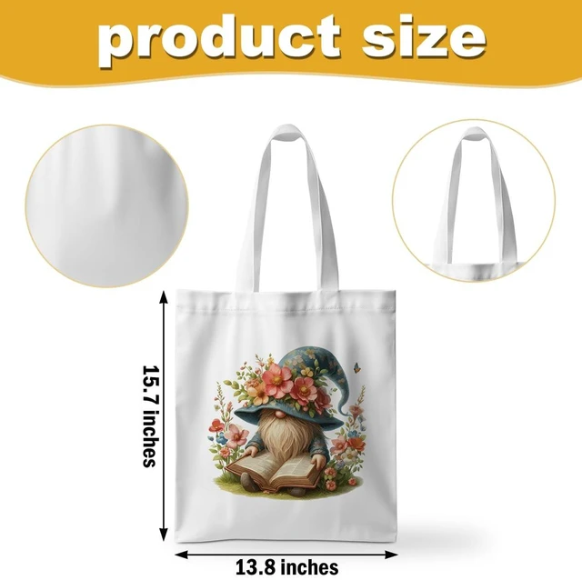 Alt view image 3 of 5 - Tote Bag for Women Gnomes Gifts Reusable Grocery Bags | Cute Floral Beach Bag, Shopping Bags for Girl Bestie Mom Daughter Christmas Thanksgiving Birthday Friendship