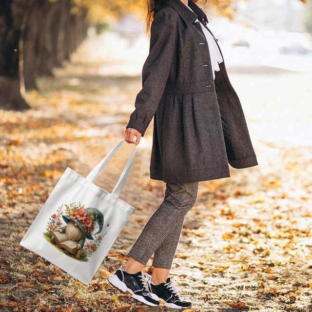Alt view image 4 of 5 - Tote Bag for Women Gnomes Gifts Reusable Grocery Bags | Cute Floral Beach Bag, Shopping Bags for Girl Bestie Mom Daughter Christmas Thanksgiving Birthday Friendship