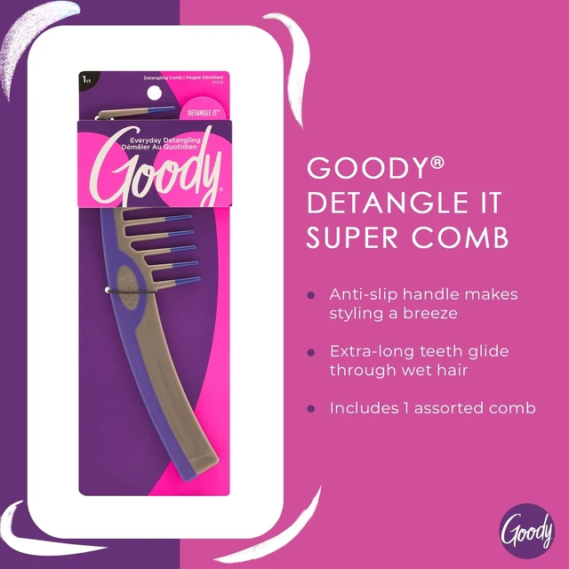 Alt view image 2 of 7 - Styling Essentials Detangling Comb (Color May Vary), Suitable for All Hair Types, Fine Tooth Comb Detangles Wet or Dry Hair, Styling Accessories for Women, Men, Boys, and Girls