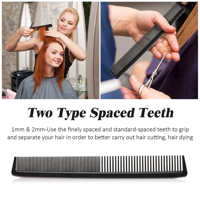 Alt view image 5 of 7 - 5 Pieces Hair Cutting Combs Set, Carbon Fine Teeth, Classic Combs | Fine Teeth Carbon Hairbrush Set,Anti Static Heat Resistant Hairdressing Salon Tapered Hairbrush for Men Women