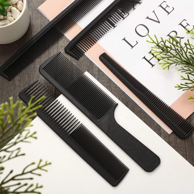 Alt view image 7 of 7 - 5 Pieces Hair Cutting Combs Set, Carbon Fine Teeth, Classic Combs | Fine Teeth Carbon Hairbrush Set,Anti Static Heat Resistant Hairdressing Salon Tapered Hairbrush for Men Women