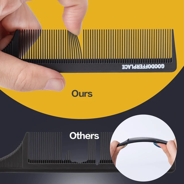 Alt view image 4 of 7 - 4 PCS Rat Tail Combs with Metal Pick for Braiding,Parting | Parting Rattail Teasing Comb,for Women Girls Curly Hair Detangling,Fine Tooth Comb for Salon Styling Tool(Black)