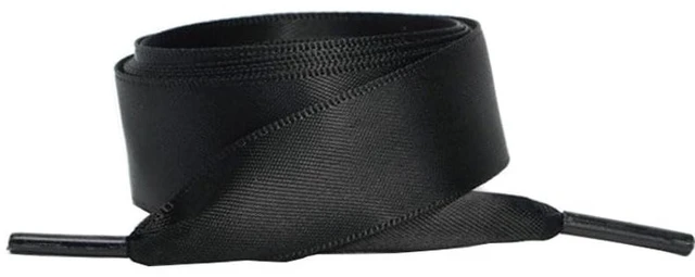 Main image of Satin Ribbon ShoeLaces for Women 3/4" Wide Flat Colorful Shoelaces for Sneakers 47 Inch Long Black
