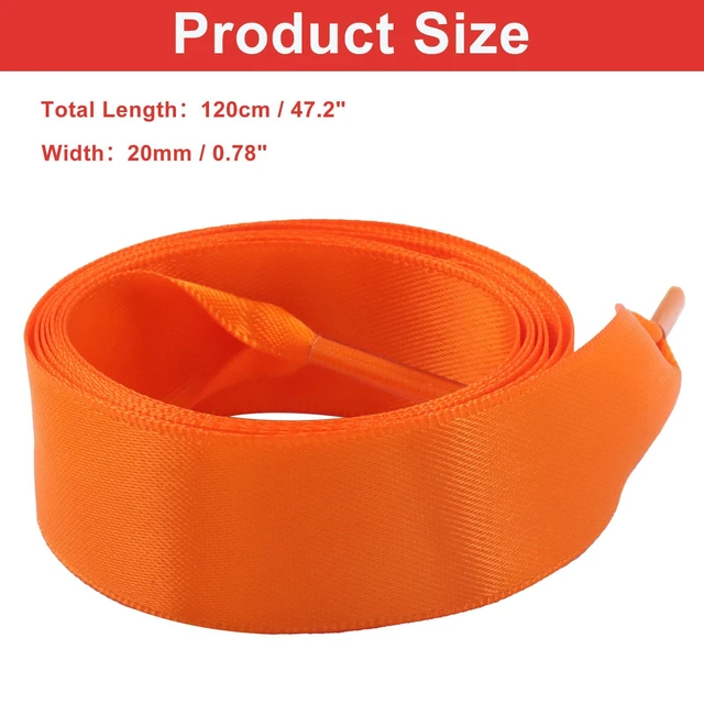 Alt view image 3 of 5 - Wide Satin Ribbon Shoelaces, Orange, 3/4" Polyester | Flat Laces, Decorative Shoe Strings, Women's Footwear, Elegant and Smooth Finish