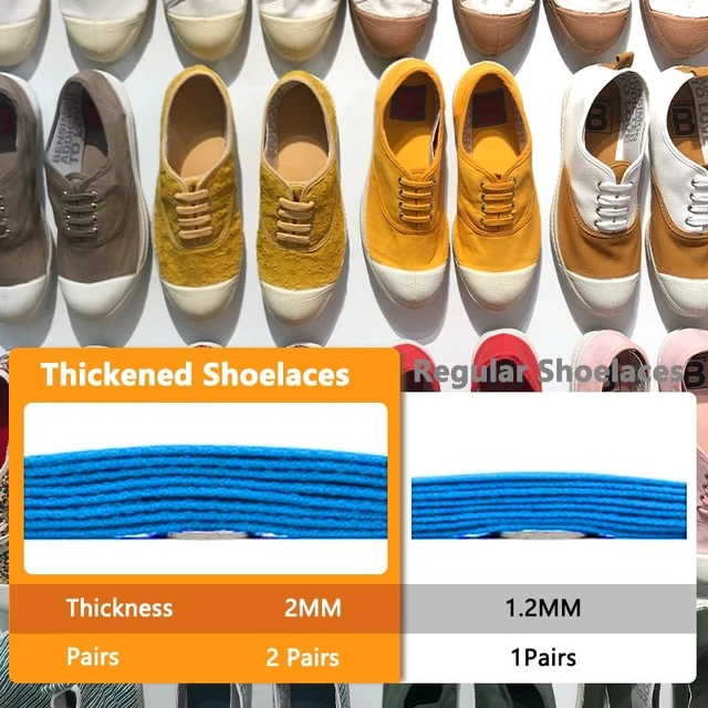 Alt view image 3 of 5 - 2 Pairs Flat Shoe laces 2mm Thick Shoelaces 5/16" Wide for Athletic Running Sneakers Shoes Boot Strings Red 43"(110cm)