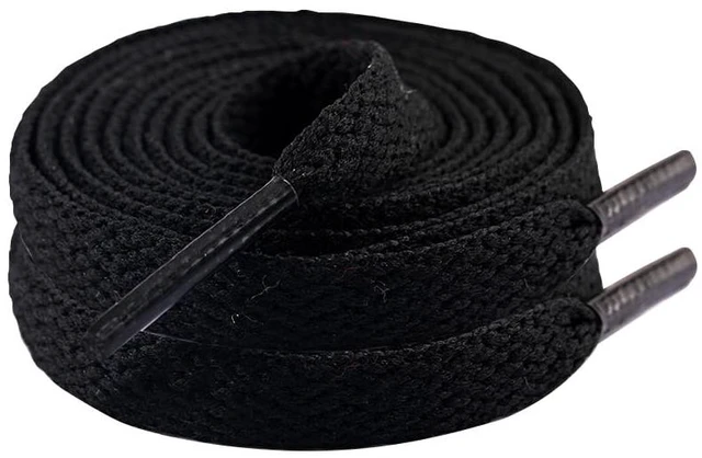 Main image of 2 Pairs Flat Shoe laces Colorful Shoelaces for Sneakers Athletic Running Shoes Boot Strings 5/16" Wide Black 43"