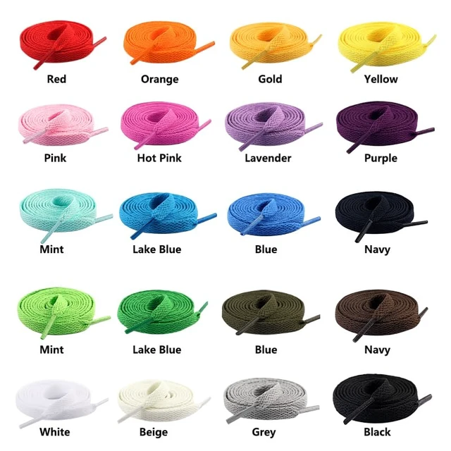 Alt view image 3 of 6 - 2 Pairs Flat Shoe laces Colorful Shoelaces for Sneakers Athletic Running Shoes Boot Strings 5/16" Wide Black 43"