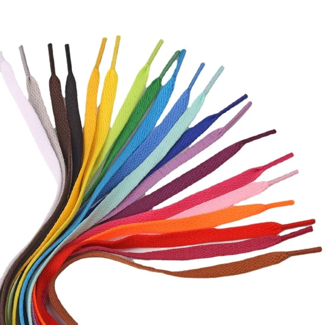 Alt view image 5 of 6 - 2 Pairs Flat Shoe laces Colorful Shoelaces for Sneakers Athletic Running Shoes Boot Strings 5/16" Wide Black 43"