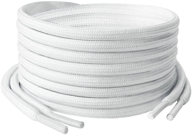 Main image of White Round Shoe Laces, Polyester with Reinforced Tips, Ideal for Various Footwear and Accessories, 120cm/47inch