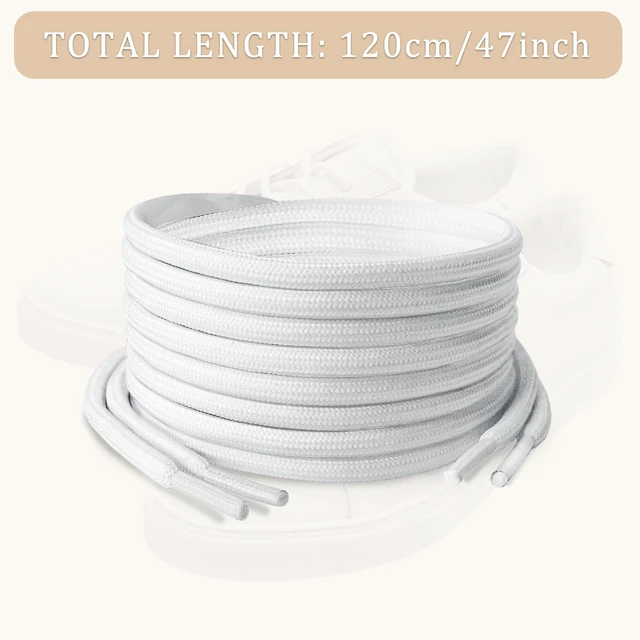 Alt view image 2 of 4 - White Round Shoe Laces, Polyester with Reinforced Tips, Ideal for Various Footwear and Accessories, 120cm/47inch