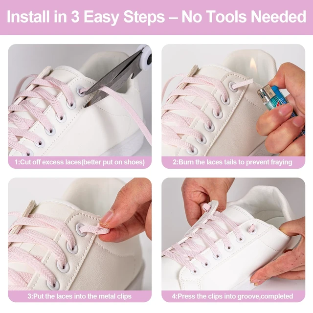 Alt view image 2 of 4 - 1 Pair No Tie Shoe Laces,Flat Shoelaces,Slip-On Tieless Laces