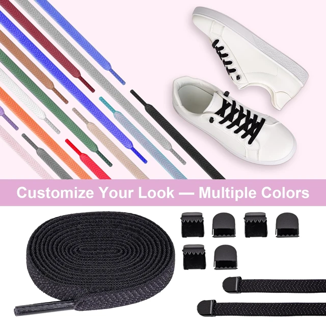 Alt view image 3 of 4 - 1 Pair No Tie Shoe Laces,Flat Shoelaces,Slip-On Tieless Laces
