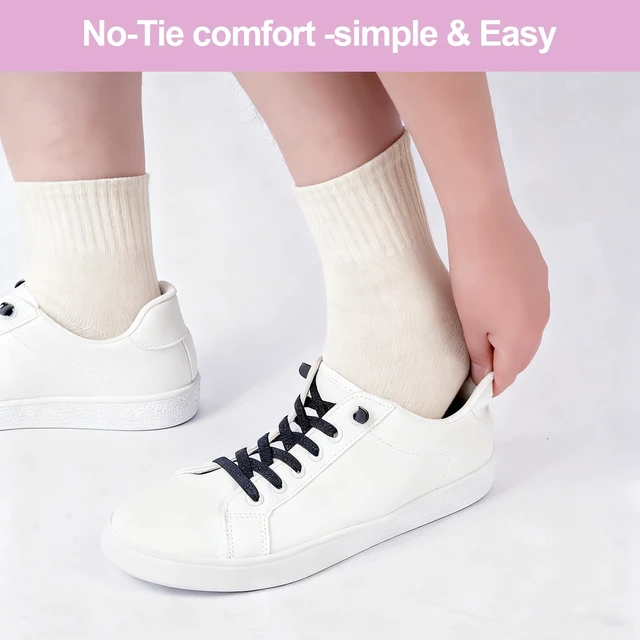 Alt view image 4 of 4 - 1 Pair No Tie Shoe Laces,Flat Shoelaces,Slip-On Tieless Laces
