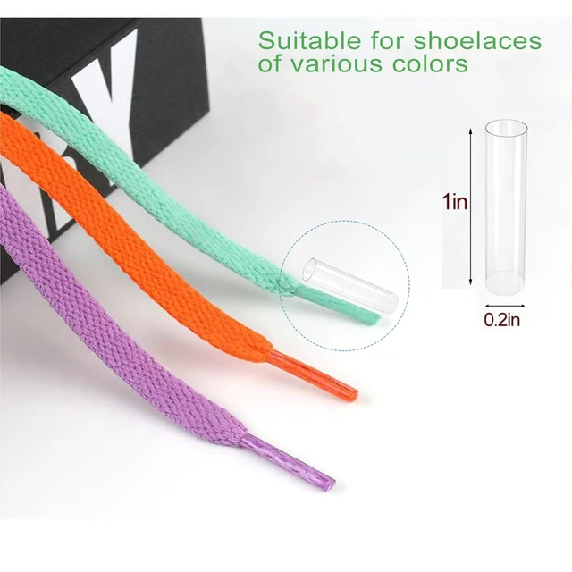 Alt view image 4 of 6 - Aglets for Shoelaces,20pcs Sneaker Shoe Lace Shortening Repair Aglet Tips,Clear Shoe Lace Ends Tips with Good Heat Shrinkage,Compatible with Most Sneaker Shoes