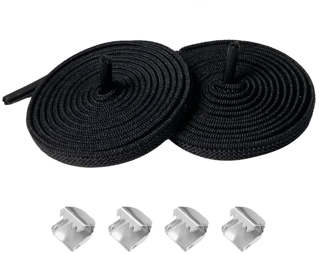 Alt view image 2 of 5 - 2 Pairs Elastic Shoe Laces No Tie Flat Shoelaces for Adults & Kids Sneakers | 6mm Wide, 39 inches long, Adjustable Tieless Shoe Lace, Stretch, Easy Slip-on Fit, Black