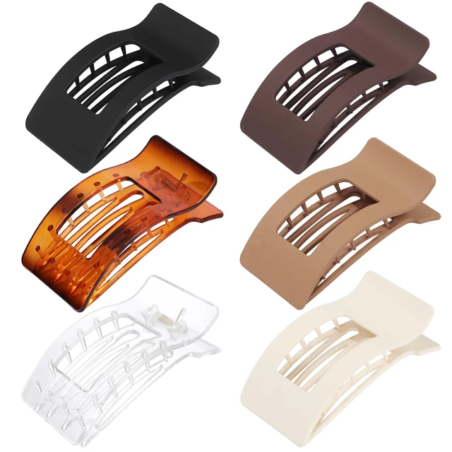 Alt view image 2 of 7 - French Flat Hair Clips for Women 6pcs Hair Claw Clips for Thick or Thin Hair Matte Claw Clips for Girls Barrettes Non-Slip Strong Hold Hair Accessories for Women (Transparent)