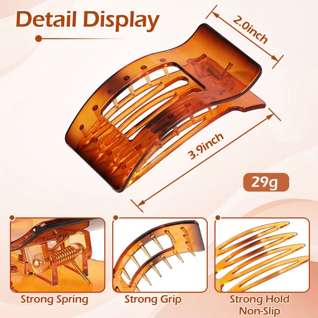 Alt view image 3 of 7 - French Flat Hair Clips for Women 6pcs Hair Claw Clips for Thick or Thin Hair Matte Claw Clips for Girls Barrettes Non-Slip Strong Hold Hair Accessories for Women (Transparent)