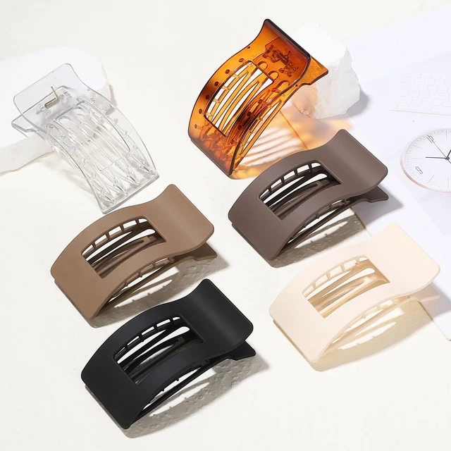 Alt view image 5 of 7 - French Flat Hair Clips for Women 6pcs Hair Claw Clips for Thick or Thin Hair Matte Claw Clips for Girls Barrettes Non-Slip Strong Hold Hair Accessories for Women (Transparent)