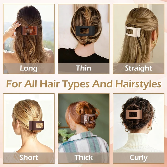 Alt view image 6 of 7 - French Flat Hair Clips for Women 6pcs Hair Claw Clips for Thick or Thin Hair Matte Claw Clips for Girls Barrettes Non-Slip Strong Hold Hair Accessories for Women (Transparent)