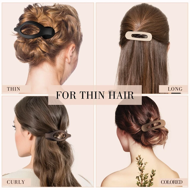 Alt view image 6 of 7 - 8 Pcs Flat Hair Claw Clips For Women Girls, Matte Natural Colors | 2 Styles Plastic Non-Slip Hair Pins French Medium Large Barrettes for Thin Thick Half-Up, Back To School Accessories Gifts