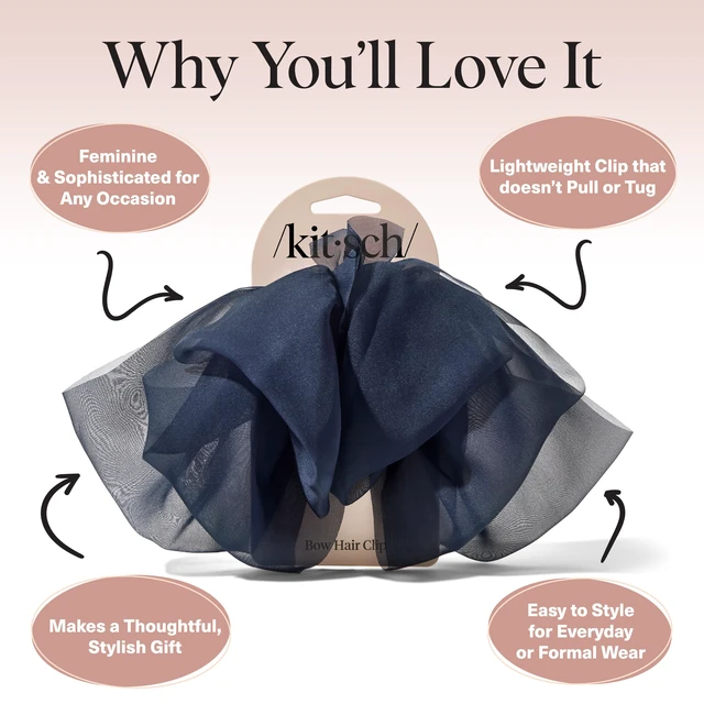Alt view image 3 of 7 - Hair Bows for Women - Blue Orchid, 1pc | Elegant, Stylish Chiffon Bows for Hair Trendy & Comfortable Claw Clips For Everyday Wear & Special Occasions