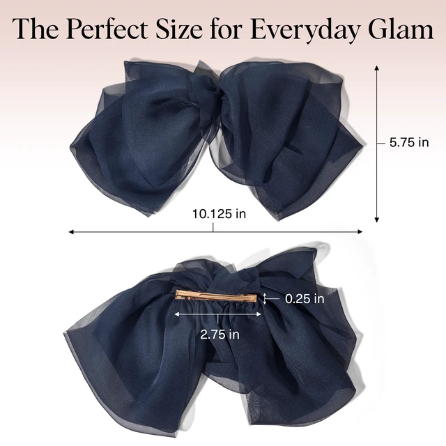 Alt view image 5 of 7 - Hair Bows for Women - Blue Orchid, 1pc | Elegant, Stylish Chiffon Bows for Hair Trendy & Comfortable Claw Clips For Everyday Wear & Special Occasions