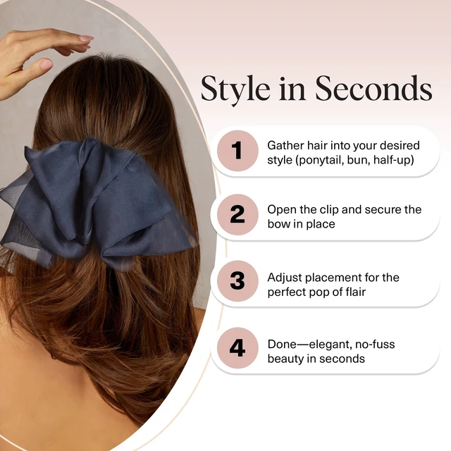 Alt view image 7 of 7 - Hair Bows for Women - Blue Orchid, 1pc | Elegant, Stylish Chiffon Bows for Hair Trendy & Comfortable Claw Clips For Everyday Wear & Special Occasions