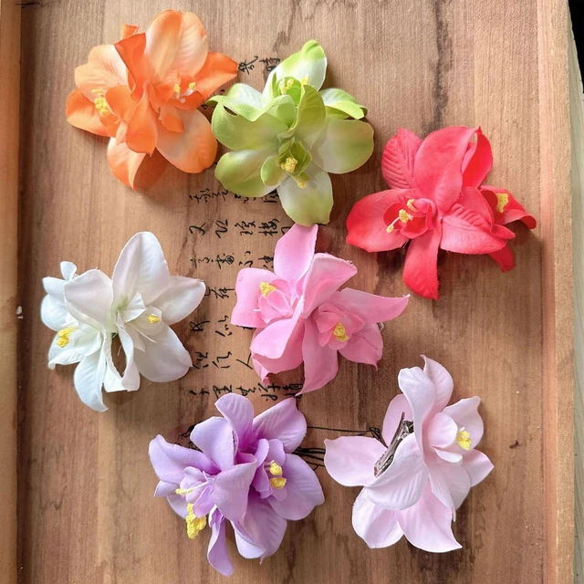 Alt view image 7 of 7 - Hawaiian Flower Hair Clips for Women,Plumeria Hair Clips Hibiscus Hair Barrettes, 3.5 Inch Boho Artificial Flower Clips, Cute Hair Accessories for Women Girls Summer Vacation Beach Party