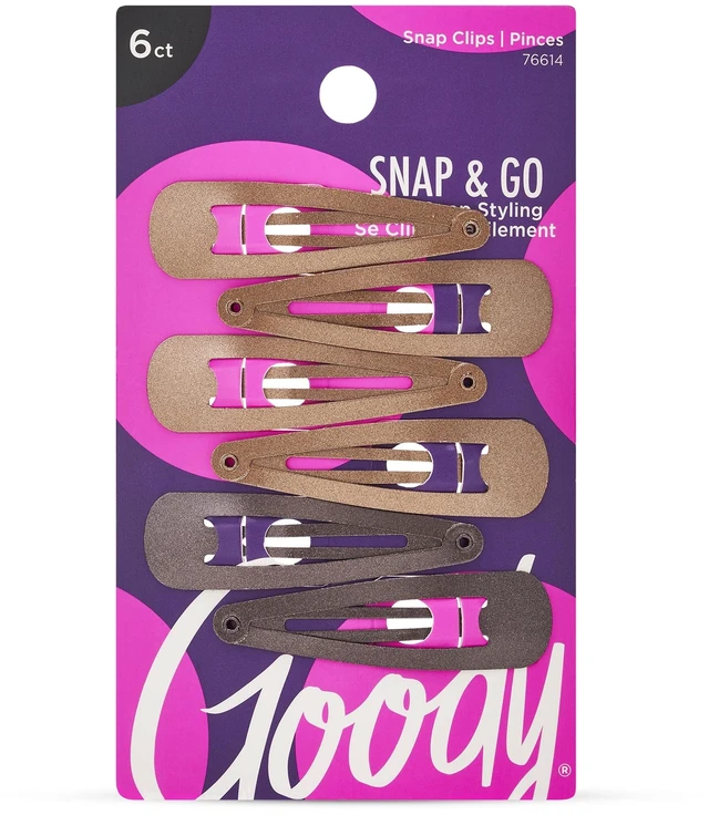Main image of Snap & Go Metal Contour Clips, 6 Count, Brunette, Snap Clips, Suitable for All Hair Types, Pain-Free Hair Accessories for Women, Men, and Kids, All Day Comfort
