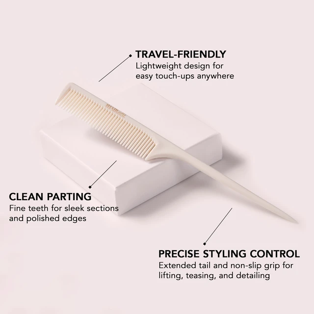 Alt view image 3 of 7 - Section & Style Rat Tail Comb, Fine-Tooth Teasing & Sectioning Comb for Precision Parting, Smoothing, Lifting & Creating Sleek Buns, Ponytails, Braids & Updos, Hair Combs for Women