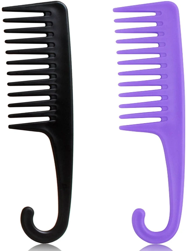 Main image of Wide Tooth Comb, Shower Combs with Hook for Wet Curly Hair, Premium Big Hair Brush Combs to Detangle Curls, Women Detangler Comb for Detangling Wigs, Styling Dry Thick Long Cabello