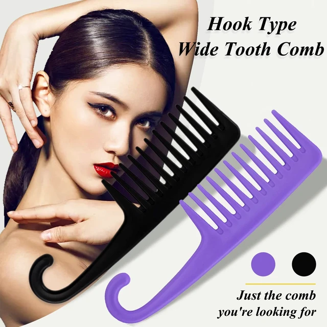 Alt view image 4 of 7 - Wide Tooth Comb, Shower Combs with Hook for Wet Curly Hair, Premium Big Hair Brush Combs to Detangle Curls, Women Detangler Comb for Detangling Wigs, Styling Dry Thick Long Cabello