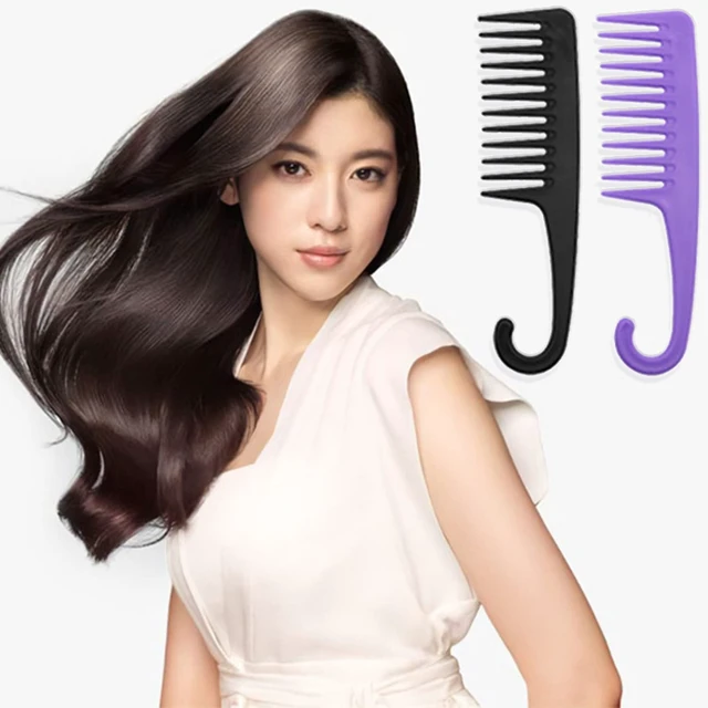 Alt view image 7 of 7 - Wide Tooth Comb, Shower Combs with Hook for Wet Curly Hair, Premium Big Hair Brush Combs to Detangle Curls, Women Detangler Comb for Detangling Wigs, Styling Dry Thick Long Cabello