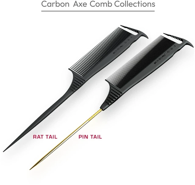 Alt view image 4 of 4 - Carbon Axe Comb Parting Comb Anti Frizz Heat Resistant Hair Comb (Rat Tail)