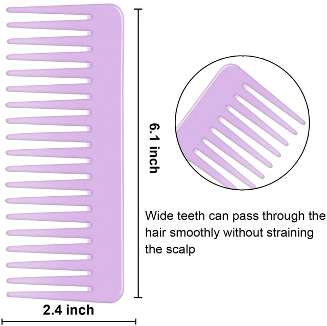 Alt view image 2 of 7 - Tooth and Large Detangling Comb Set for Long, Curly, Wet Hair - No Handle Styling, Shampoo & Detangling Combs (2 Pieces - Pink, Purple)