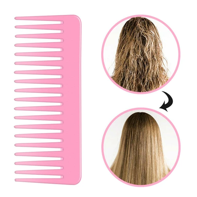 Alt view image 5 of 7 - Tooth and Large Detangling Comb Set for Long, Curly, Wet Hair - No Handle Styling, Shampoo & Detangling Combs (2 Pieces - Pink, Purple)