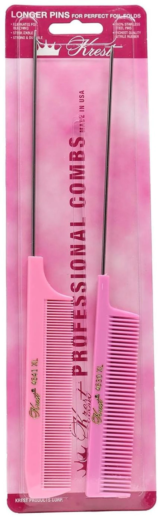 Main image of Pintail Combs Weaving Foiling Fine Tooth Rattail Hair Cutting Comb Colors 2 Pc. (Pink)