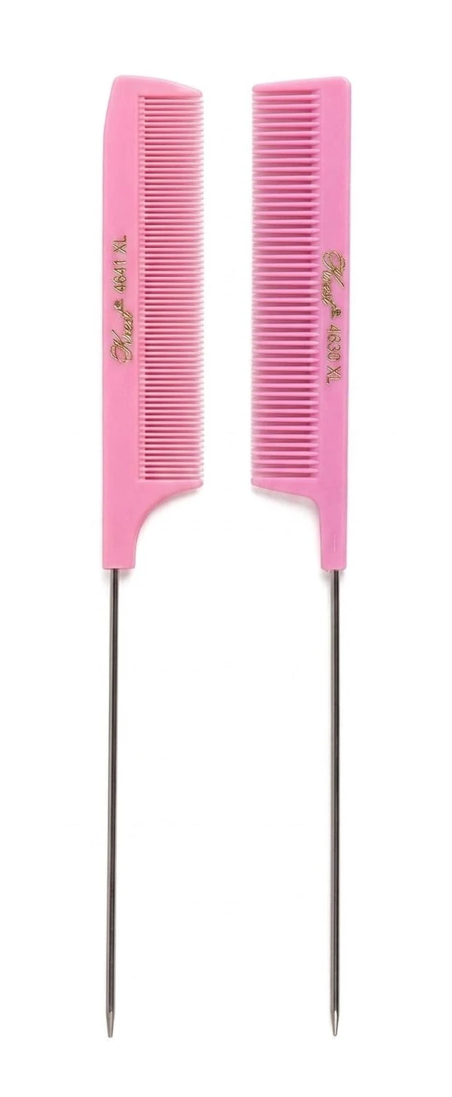 Alt view image 3 of 3 - Pintail Combs Weaving Foiling Fine Tooth Rattail Hair Cutting Comb Colors 2 Pc. (Pink)