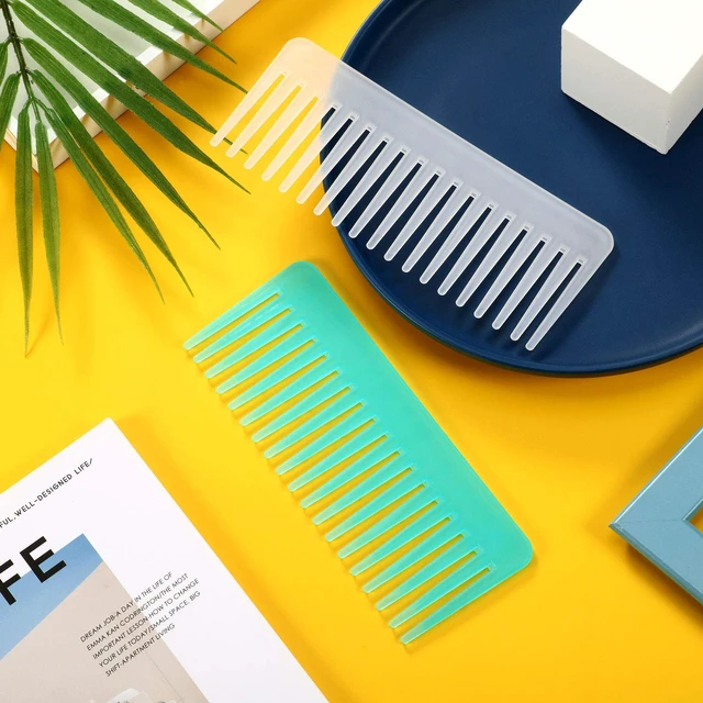 Alt view image 3 of 6 - Tooth Comb No Handle,White, Cyan | Large Hair Detangling Comb, for Curly Wet Dry Hair, Detangler Accessories