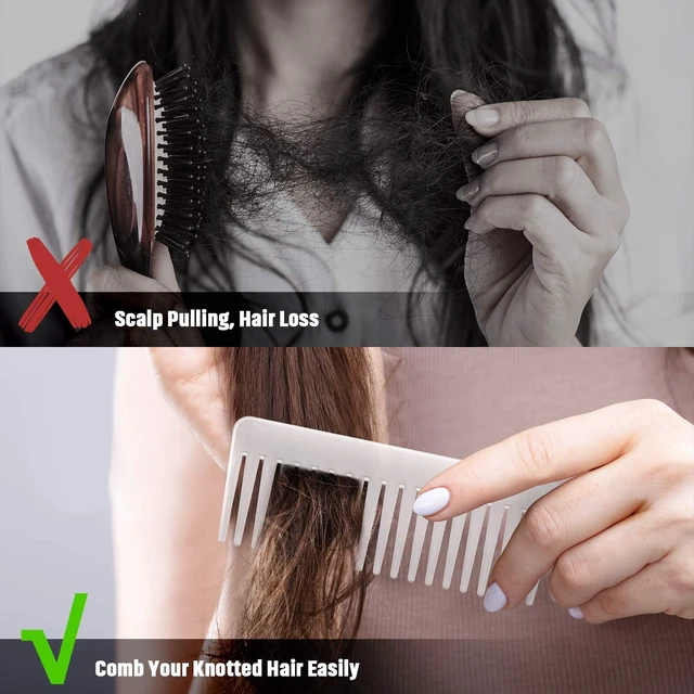 Alt view image 5 of 6 - Tooth Comb No Handle,White, Cyan | Large Hair Detangling Comb, for Curly Wet Dry Hair, Detangler Accessories
