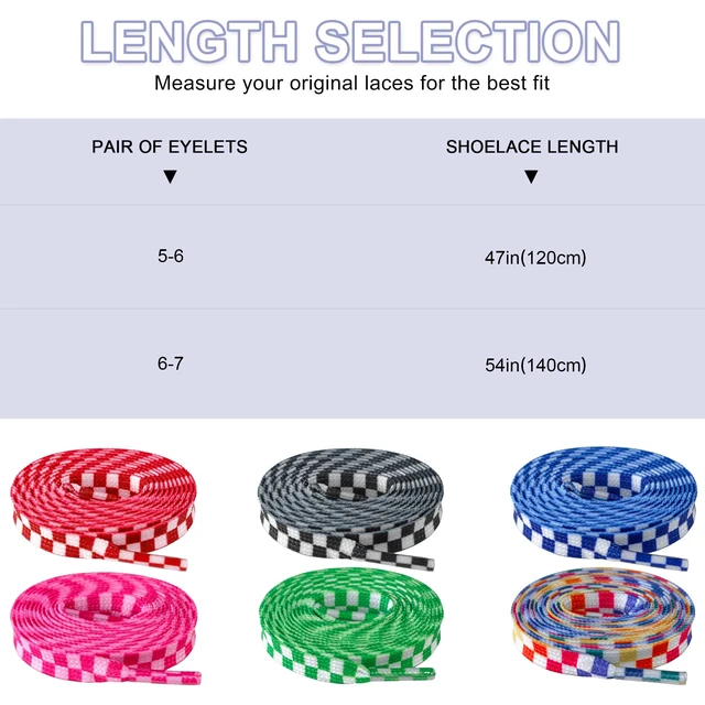 Alt view image 5 of 7 - 8mm Checkered Shoe Laces, Colorful Plaid Shoelaces, Black, 55in | 5/16" Pattern Tartan Gingham Flat Shoe Strings, Novelty Cool Flat Checked Replacement Laces for Canvas, Casual, Skate